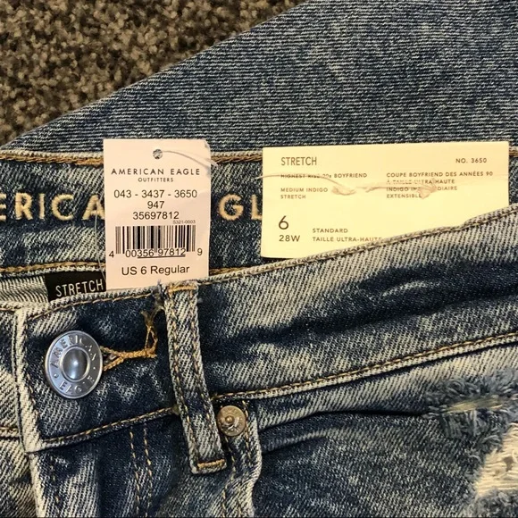 American Eagle Stretch Highest Waist '90s Boyfriend Jean Size 6 Regular NWT - Picture 5 of 8